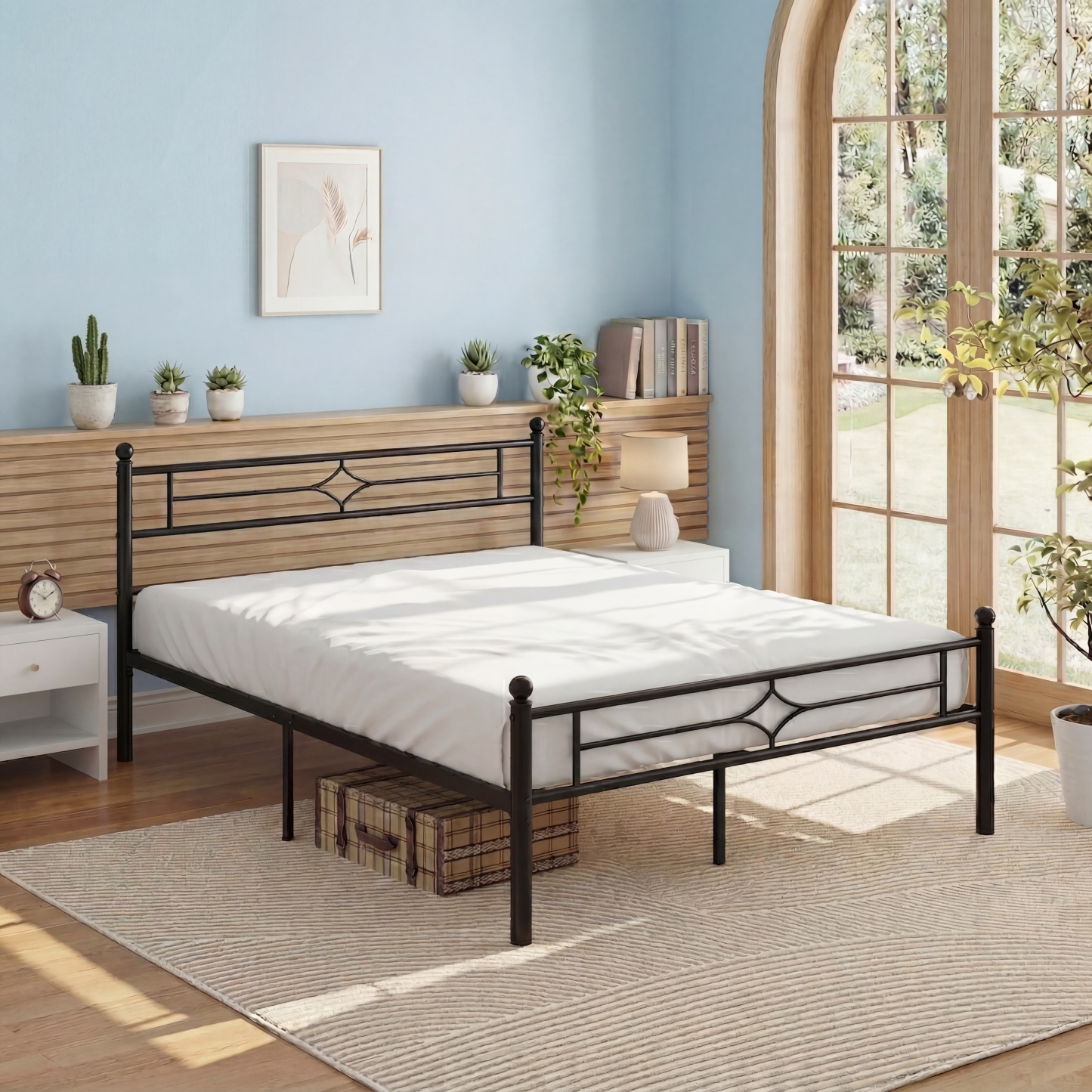 Sailvan Full Size Bed Frame, Full Platform Bed Frame with Headboard & Underbed Storage, Heavy Duty Metal Bed Full, 800lbs, Easy to Assemble, No-Noise, Black