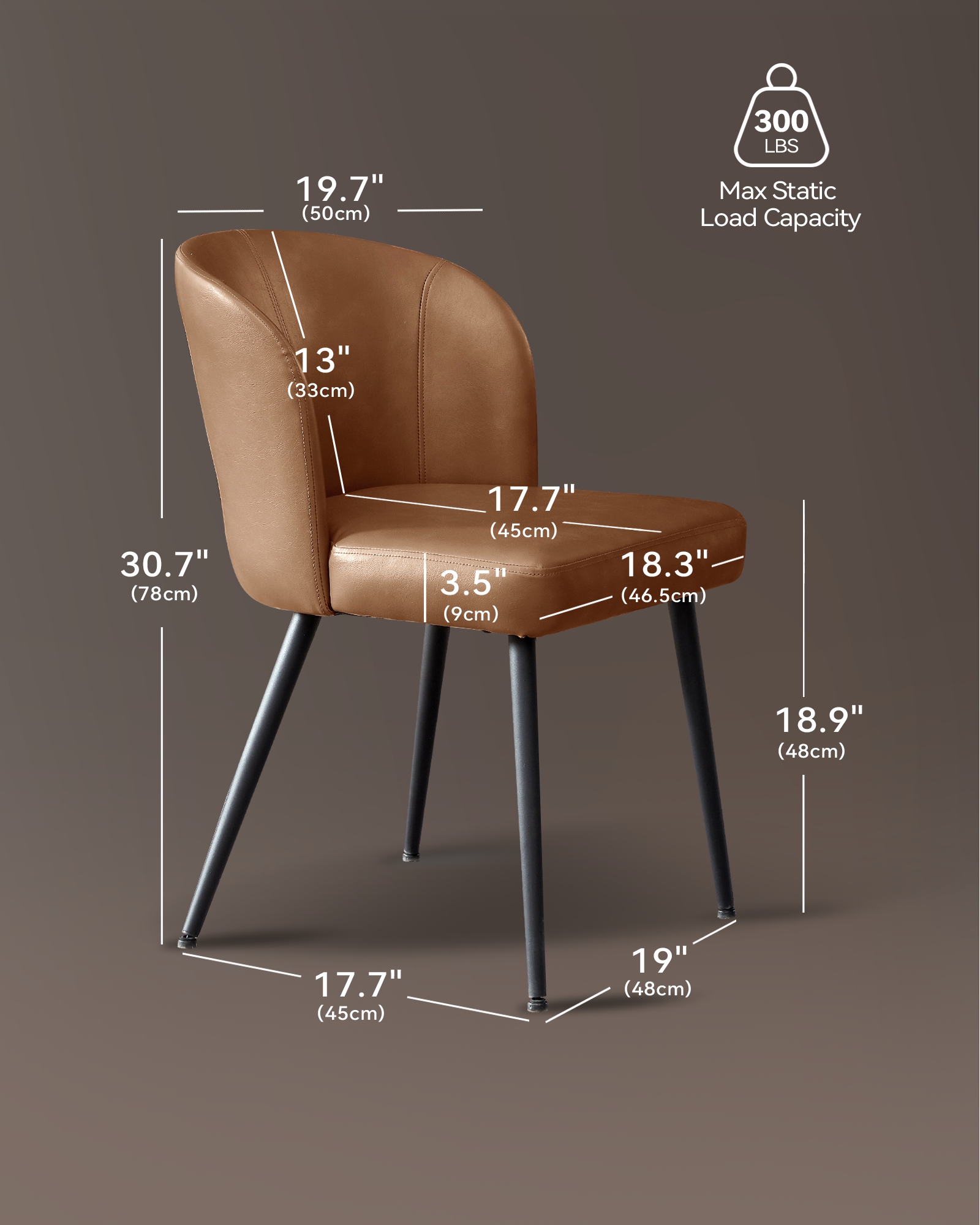 Dining Chairs Set of 2, Mid Century Modern Kitchen Chairs with Faux Leather for Kitchen, Living Room