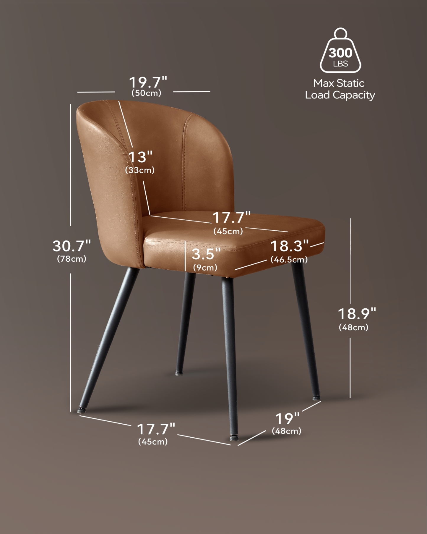 Dining Chairs Set of 2, Mid Century Modern Kitchen Chairs with Faux Leather for Kitchen, Living Room