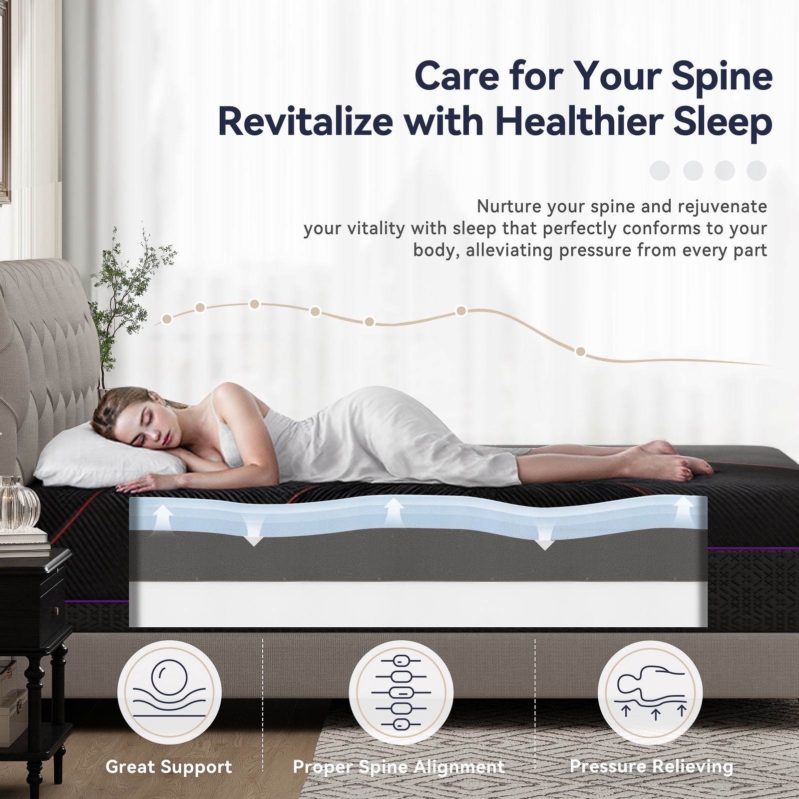 Susalt  12 inch Gel Memory Foam Mattress, Mattress in a Box, Cooling Gel Foam Mattress with Cover, Medium Firmness & CertiPUR-US