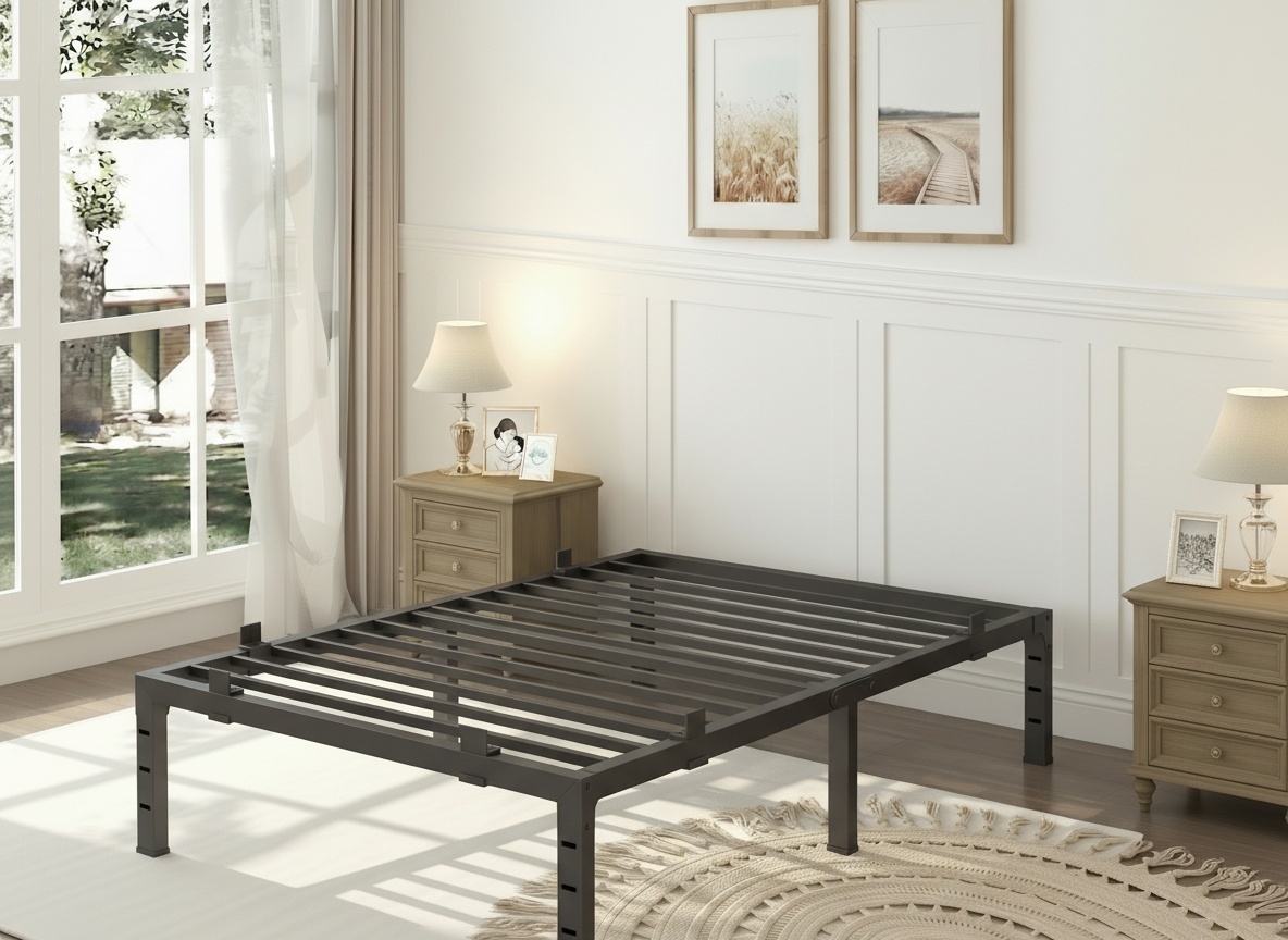 Sailvan 14" Queen Bed Frame, Heavy Duty Metal Platform Bed Frame with Non-Slip Stoppers, Under-Bed Storage Space,No Box Spring Needed, Noiseless
