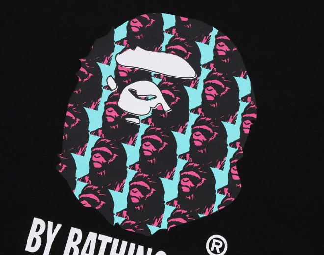 BAPE APE HEAD PATTERN BY BATHING APE RELAXED FIT TEE MENS