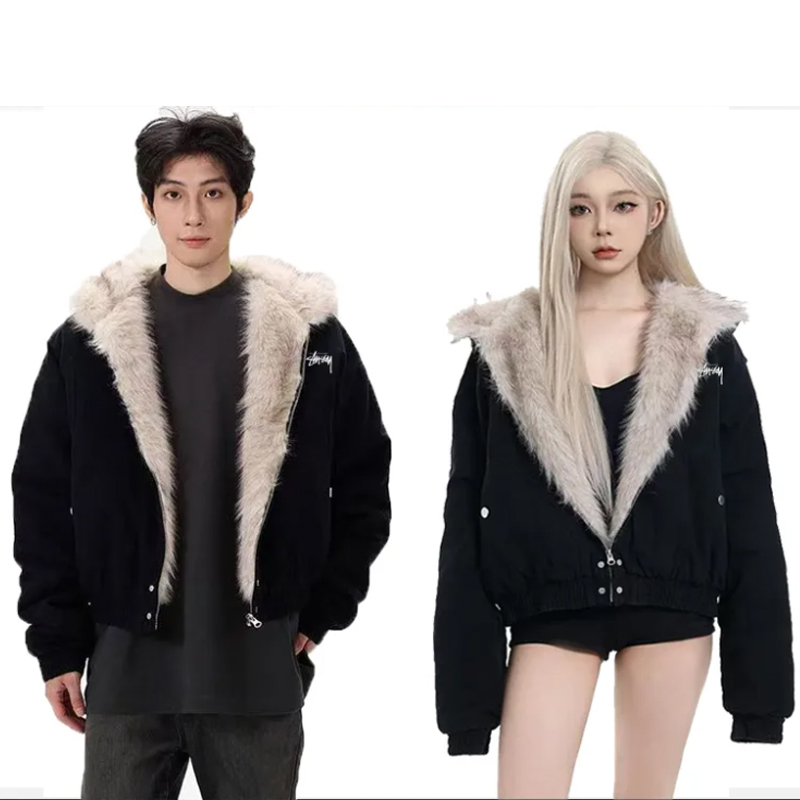 STUSSY American retro trendy hooded down jacket（ユニセックス）