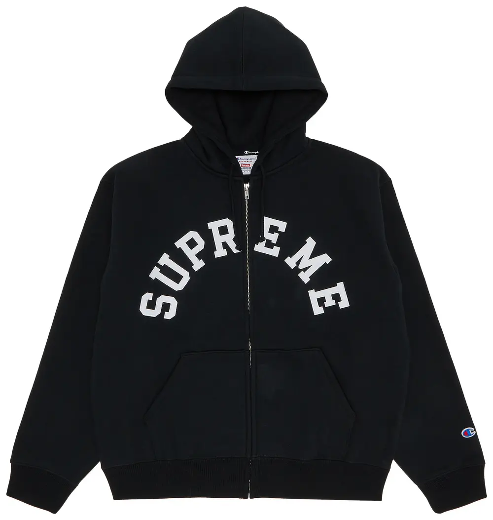 Supreme x Champion Zip Up Hooded Sweatshirt 'Black'