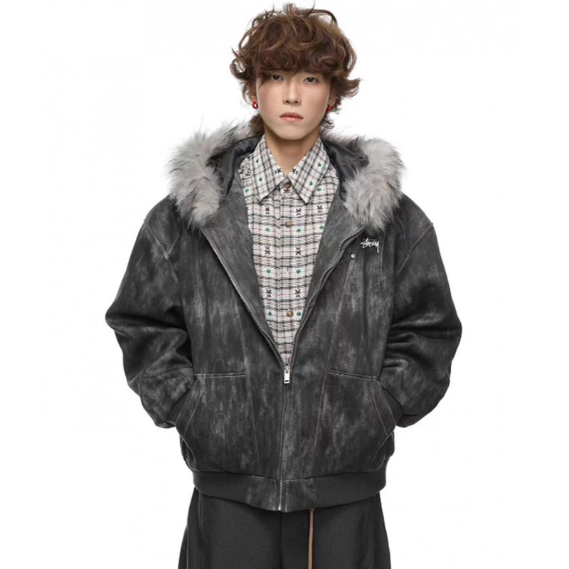 STUSSY American retro trendy hooded down jacket（ユニセックス）