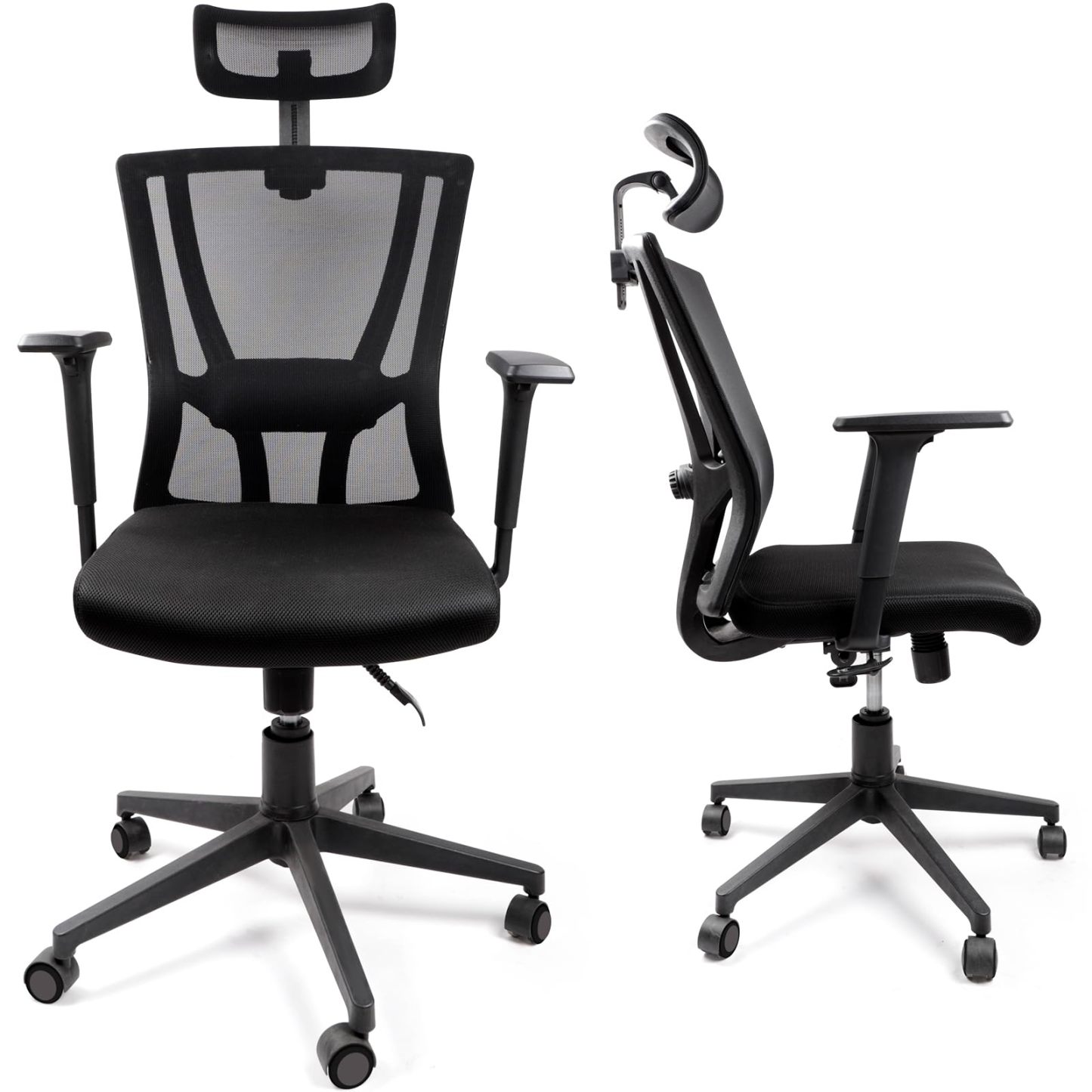 DEWEL オフィスチェア メッシュ 120°リクライニング 2Dヘッドレスト 3Dアームレスト 椅子 テレワーク パソコンチェア pcチェア pc椅子 メッシュ 人間工学椅子 事務椅子 勉強椅子 デスクチェア ランバーサポート付き ロッキング 無段階昇降 キャスター付き 360度回転 腰痛防止 おしゃれ 事務用 ブラック