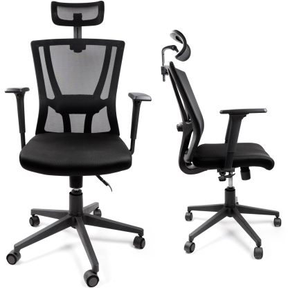DEWEL オフィスチェア メッシュ 120°リクライニング 2Dヘッドレスト 3Dアームレスト 椅子 テレワーク パソコンチェア pcチェア pc椅子 メッシュ 人間工学椅子 事務椅子 勉強椅子 デスクチェア ランバーサポート付き ロッキング 無段階昇降 キャスター付き 360度回転 腰痛防止 おしゃれ 事務用 ブラック