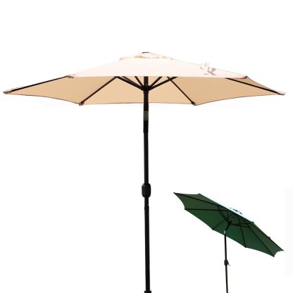 DEWEL ガーデンパラソル 幅270cm チルト機能付 日除け ビーチパラソル 撥水加工 UV加工 角度調節 庭傘 釣り傘 アウトドア キャンプ オーニング 鉄製 アイボリー (幅270cm,アイボリー)