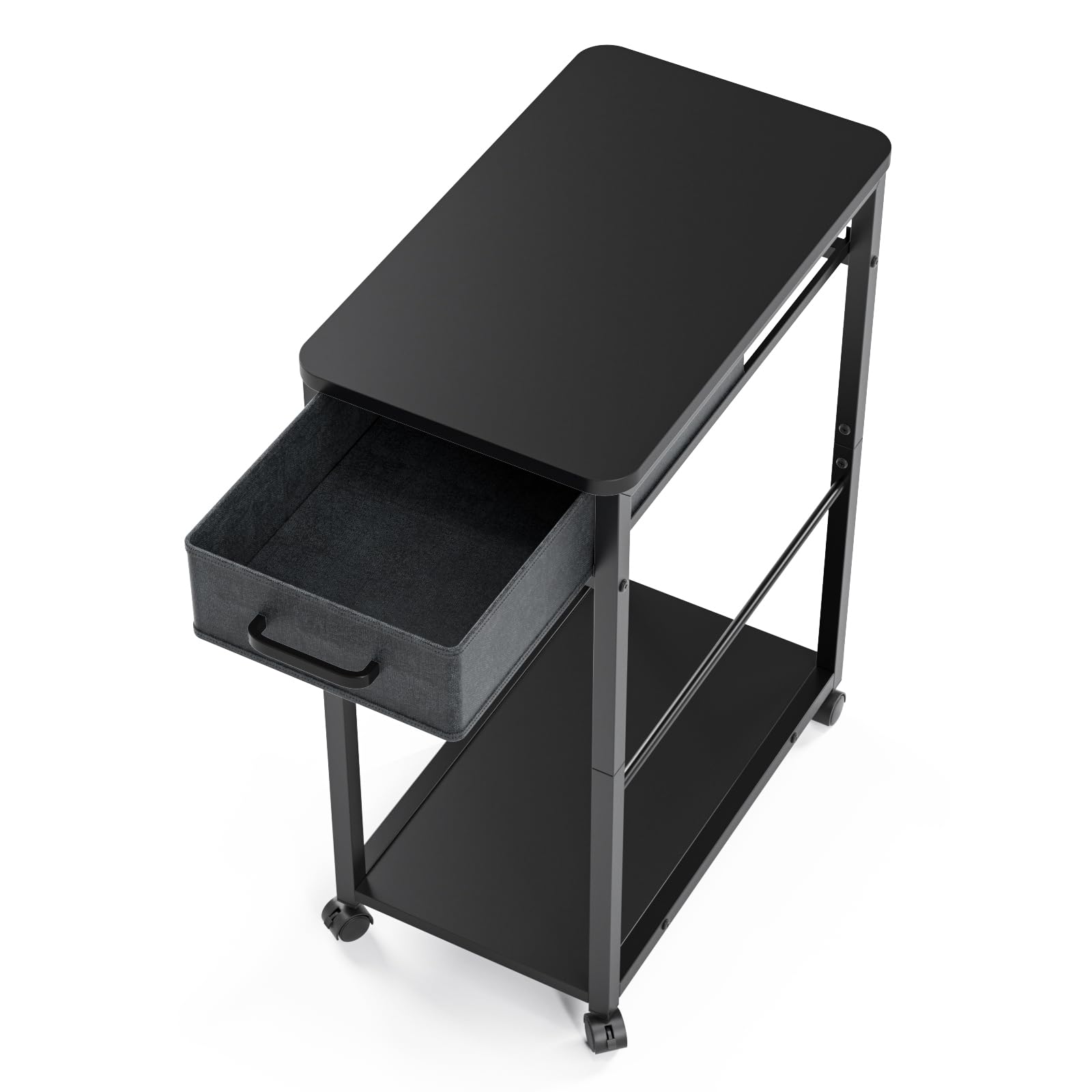 DEWEL サイドワゴン pcワゴン キャスター付き パソコンワゴン cpuワゴン 引き出し付き デスクワゴン パソコン収納 木製 デスクサイドワゴン 収納棚 オフィス収納