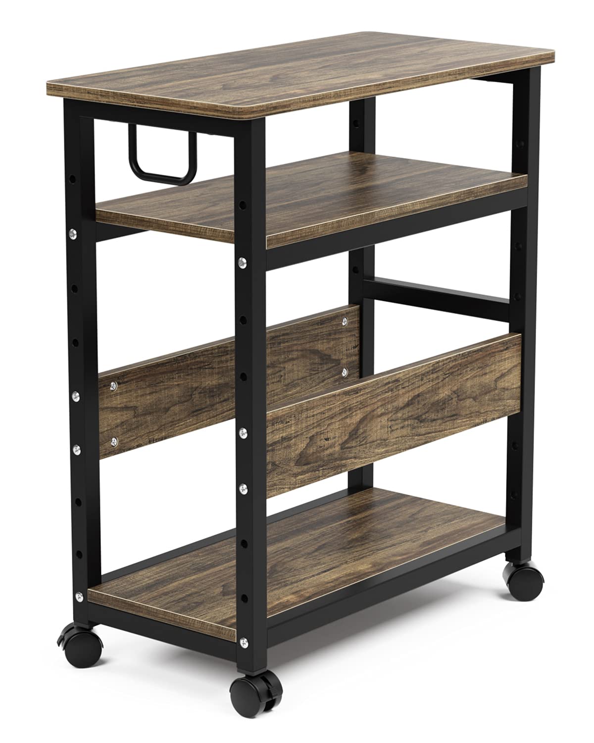 DEWEL パソコンワゴン pcワゴン cpuワゴン 3段 キャスター付き 取っ手付き 棚板高さ調節可能 幅60 奥行き30 高さ70cm