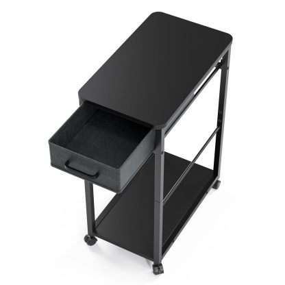 DEWEL サイドワゴン pcワゴン キャスター付き パソコンワゴン cpuワゴン 引き出し付き デスクワゴン パソコン収納 木製 デスクサイドワゴン 収納棚 オフィス収納