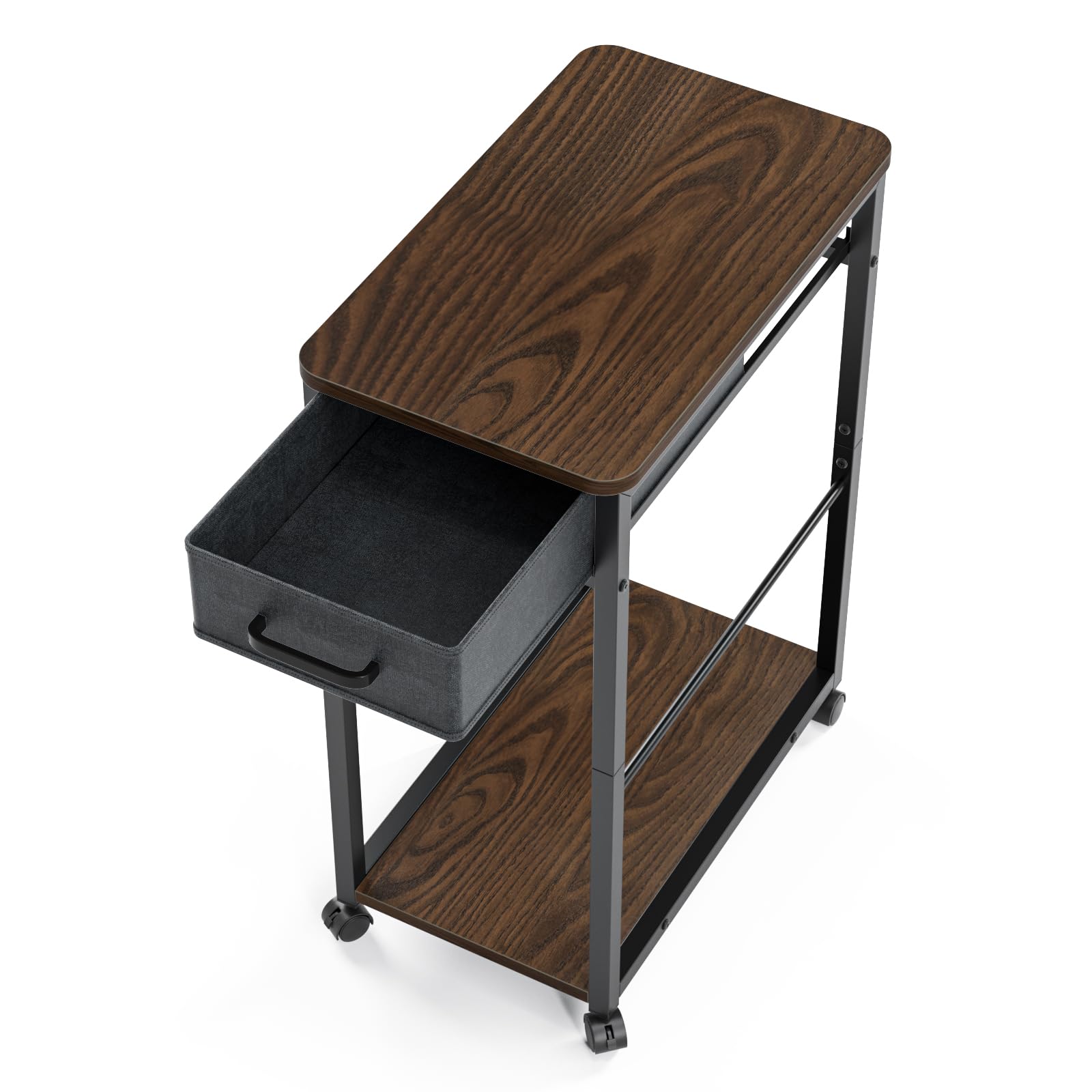 DEWEL サイドワゴン pcワゴン キャスター付き パソコンワゴン cpuワゴン 引き出し付き デスクワゴン パソコン収納 木製 デスクサイドワゴン 収納棚 オフィス収納