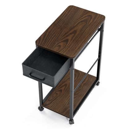 DEWEL サイドワゴン pcワゴン キャスター付き パソコンワゴン cpuワゴン 引き出し付き デスクワゴン パソコン収納 木製 デスクサイドワゴン 収納棚 オフィス収納
