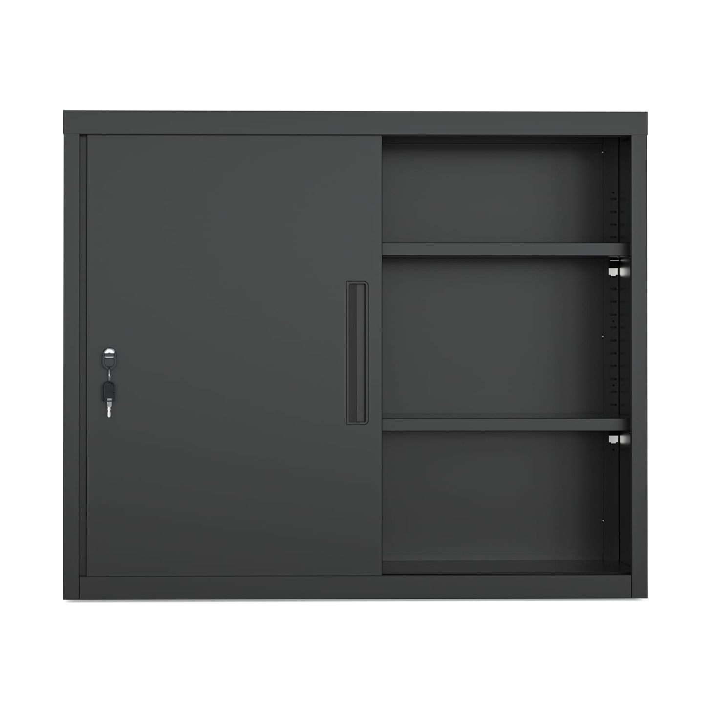 DEWEL ロッカー スチール書庫【上下連結可能】 幅900×奥行400×高さ750mm 引き戸タイプ 鍵付き キャビネットスチールロッカー 3段 オフィス/事務所/更衣室/学校/業務用 A4対応 保管庫 収納 組み立て必要 日本語説明書付き 棚板可動 (高さ75cm)型番L023