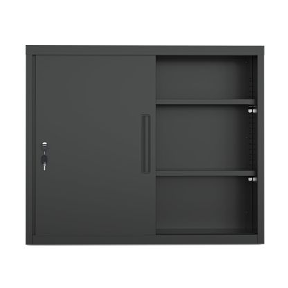 DEWEL ロッカー スチール書庫【上下連結可能】 幅900×奥行400×高さ750mm 引き戸タイプ 鍵付き キャビネットスチールロッカー 3段 オフィス/事務所/更衣室/学校/業務用 A4対応 保管庫 収納 組み立て必要 日本語説明書付き 棚板可動 (高さ75cm)型番L023