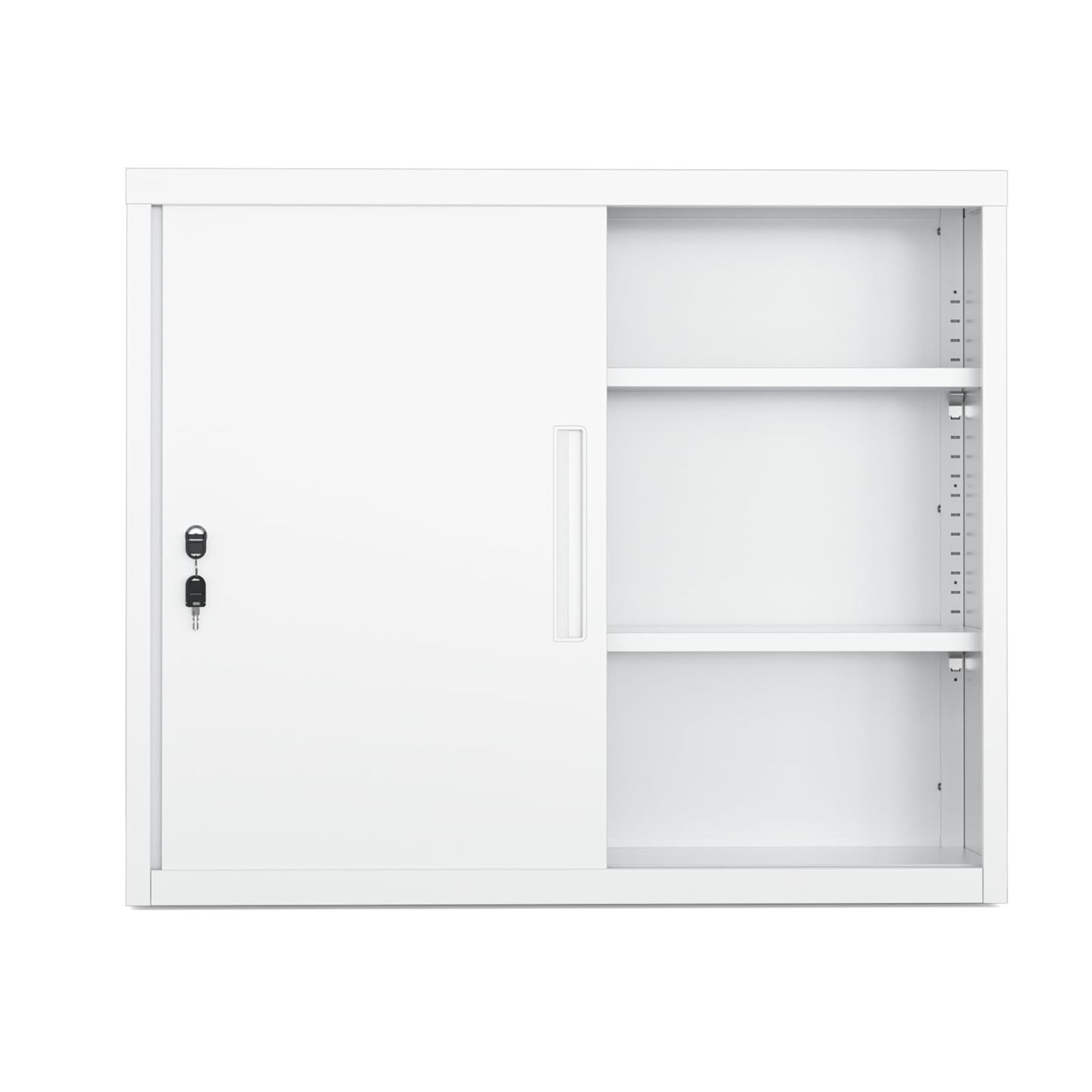 DEWEL ロッカー スチール書庫【上下連結可能】 幅900×奥行400×高さ750mm 引き戸タイプ 鍵付き キャビネットスチールロッカー 3段 オフィス/事務所/更衣室/学校/業務用 A4対応 保管庫 収納 組み立て必要 日本語説明書付き 棚板可動 (高さ75cm)型番L023