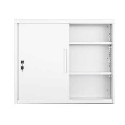 DEWEL ロッカー スチール書庫【上下連結可能】 幅900×奥行400×高さ750mm 引き戸タイプ 鍵付き キャビネットスチールロッカー 3段 オフィス/事務所/更衣室/学校/業務用 A4対応 保管庫 収納 組み立て必要 日本語説明書付き 棚板可動 (高さ75cm)型番L023