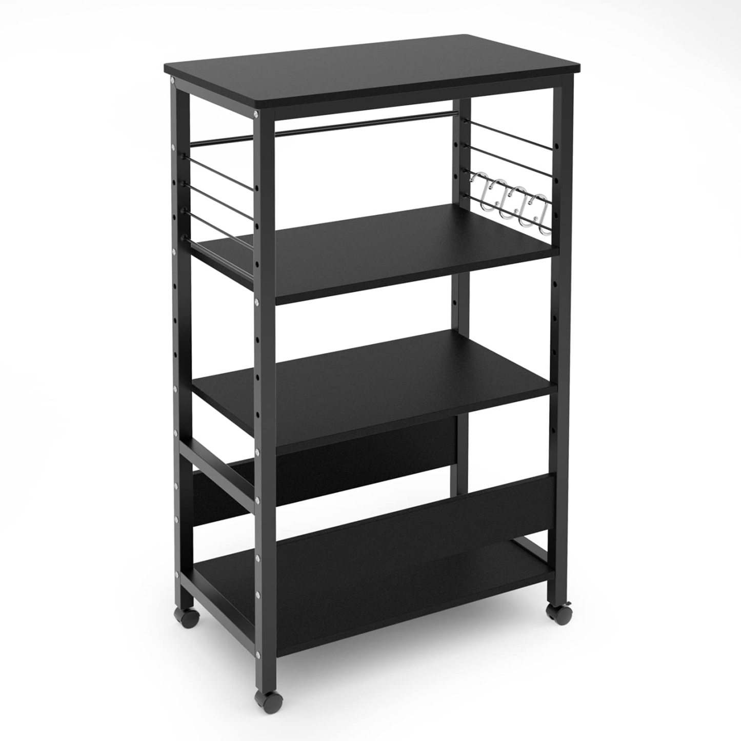 DEWEL パソコン ワゴン cpuラック キャスター付き 幅60 奥行35 高さ105cm 4段 可変式 スリム サイドデスク ゲーミング