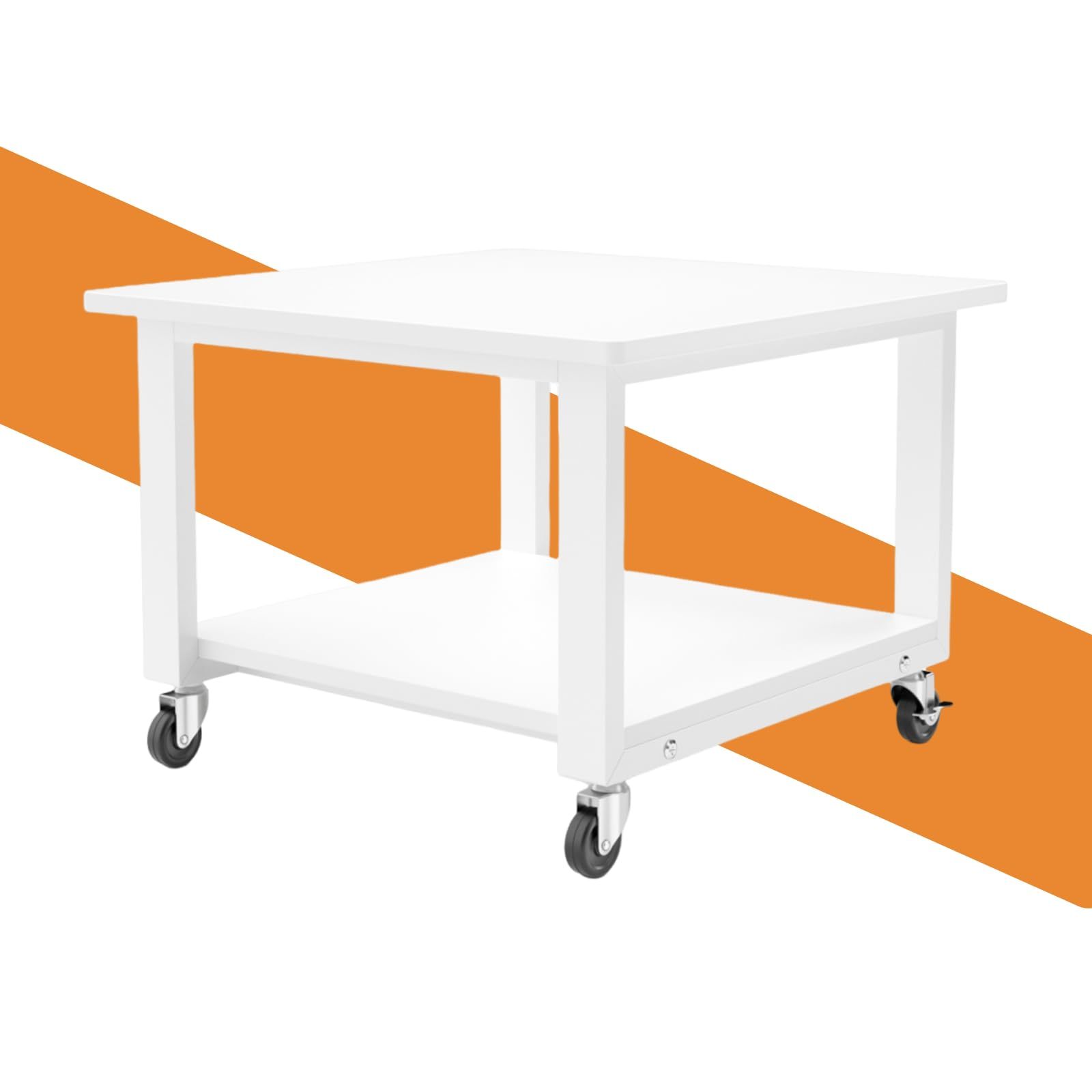 DEWEL プリンター台 洗濯機 台 冷蔵庫用置き台 レンジ台 2段 奥行50cm 幅50cm 高35cm キャスター付き 移動便利 プリンターラック 収納 木製 プリンターワゴン 机上ラック プリンターカート 机上台/机下台 オフィス/ホーム収納用 デスクワゴン