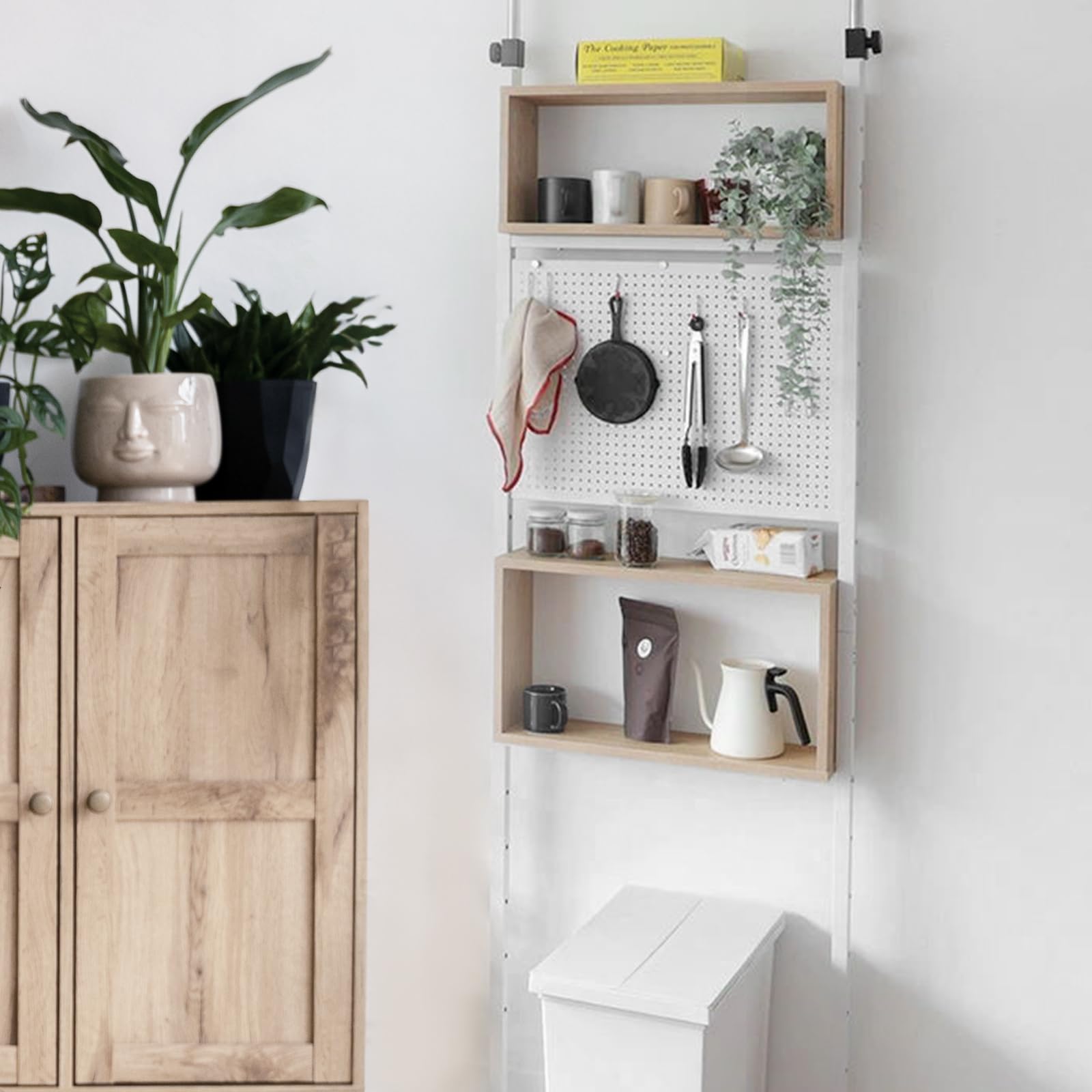 DEWEL 突っ張りラック つっぱり棚 幅60cm ウォールラック 壁面収納 突っ張り棚 高さ194.5-275cm つっぱり棒 棚 省スペ