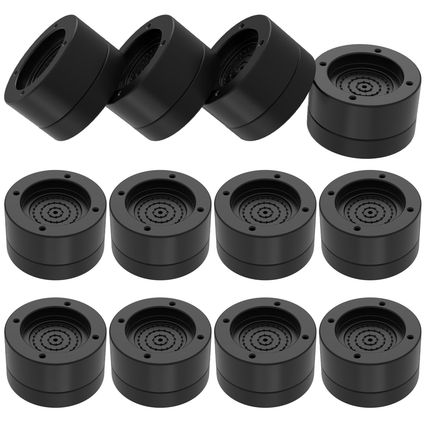 洗濯用防振ゴム DEWEL かさ上げ台 9cm 高さ調整 12点セット ホワイト 継ぎ足し 底上げ 置き台 冷蔵庫 ソファー テーブル こた