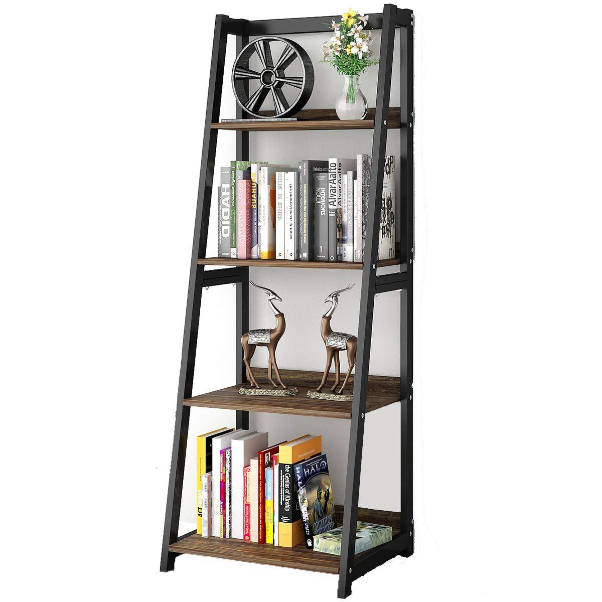 DEWEL 棚 オープンシェルフ ラック スリム 幅50×奥行45×高さ140cm 4段 オープンラック おしゃれ 収納棚 本棚 木製 ディ