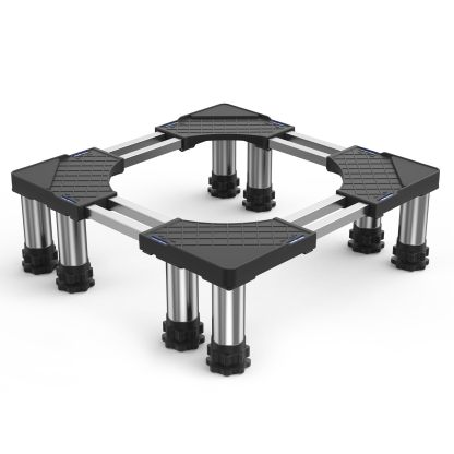 洗濯機 台 DEWEL 冷蔵庫置き台 8足口型鋼管8本式 かさ上げ 昇降可能 奥行/幅53.5～71cm 高度調節17.5~20.5cm 減音効果 太いジャッキ 防振パッド付き 3年保証