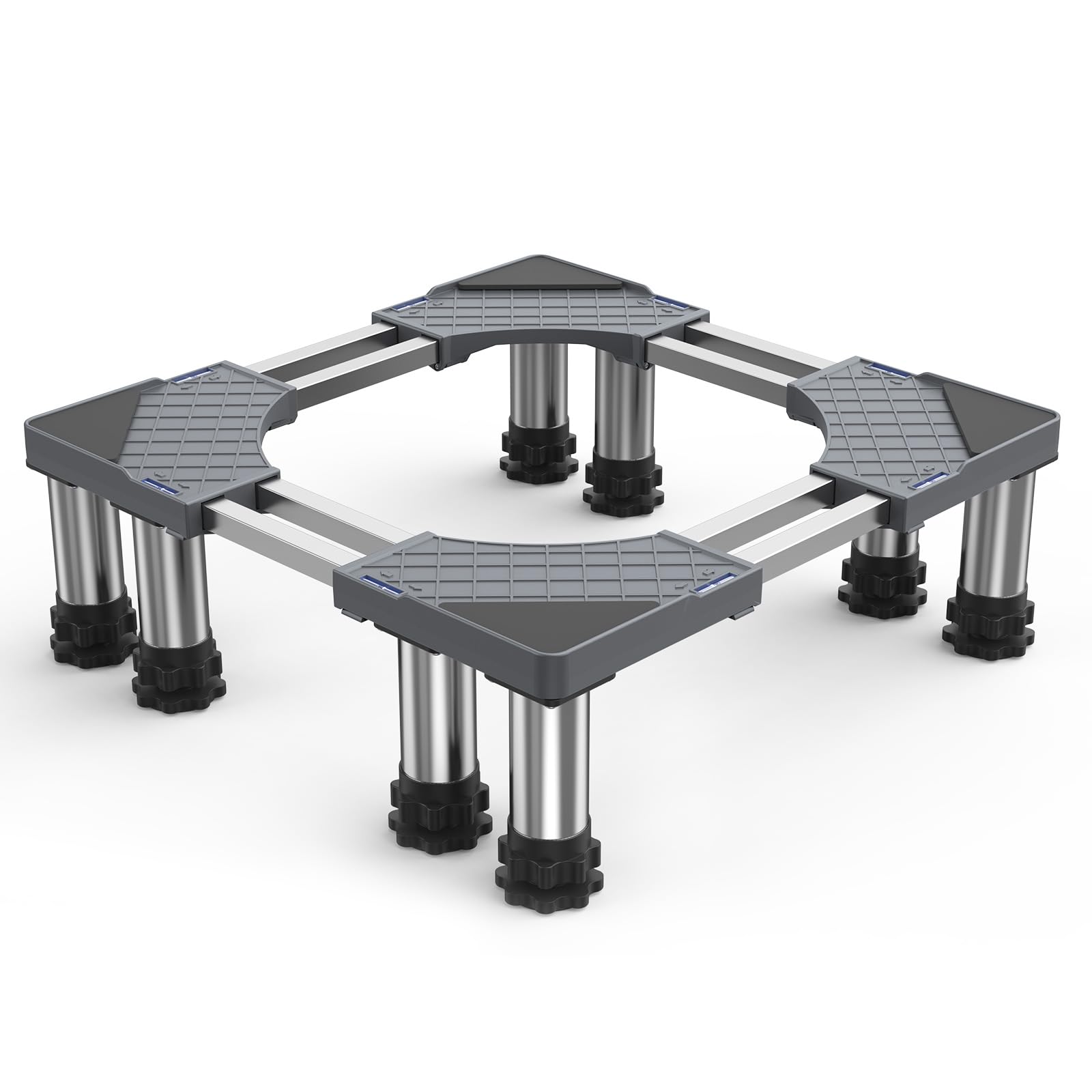 洗濯機 台 DEWEL 冷蔵庫置き台 8足口型鋼管8本式 かさ上げ 昇降可能 奥行/幅53.5～71cm 高度調節17.5~20.5cm 減