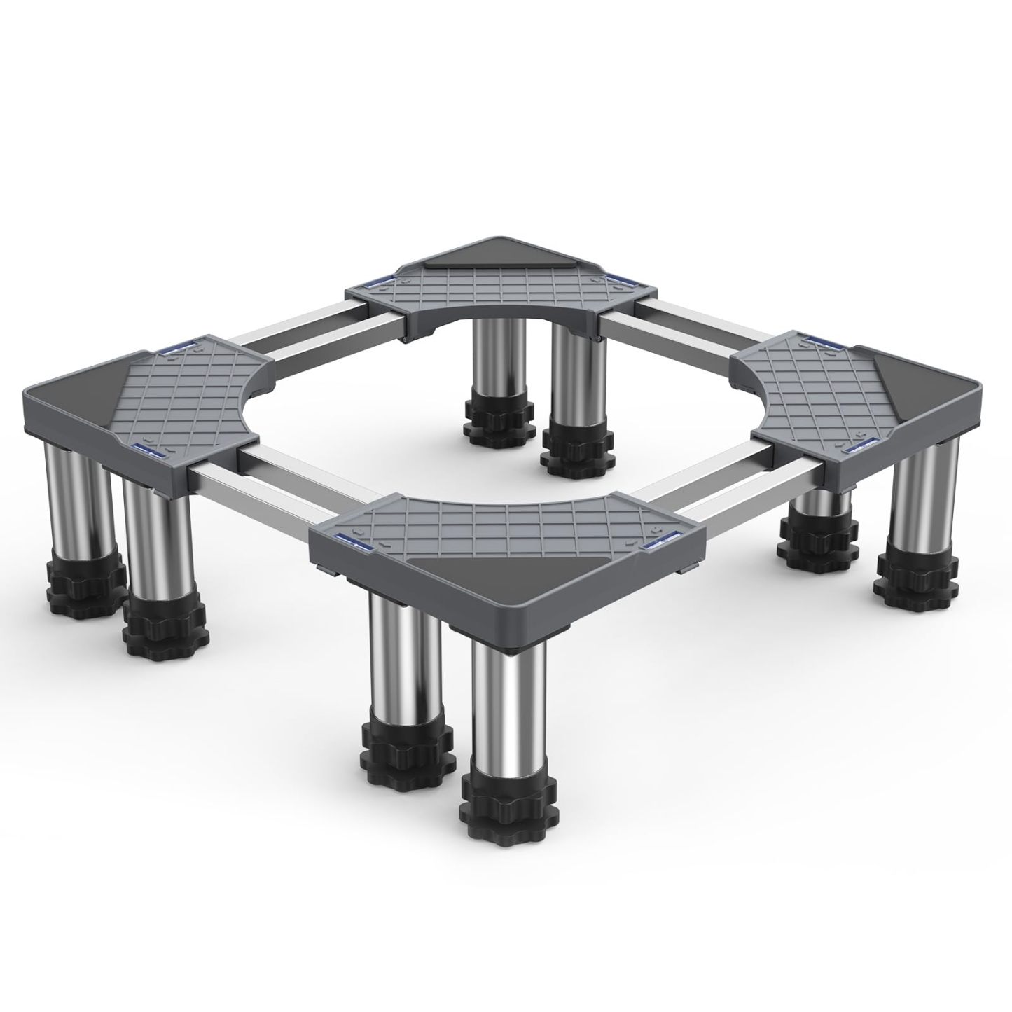 洗濯機 台 DEWEL 冷蔵庫置き台 8足口型鋼管8本式 かさ上げ 昇降可能 奥行/幅53.5～71cm 高度調節17.5~20.5cm 減