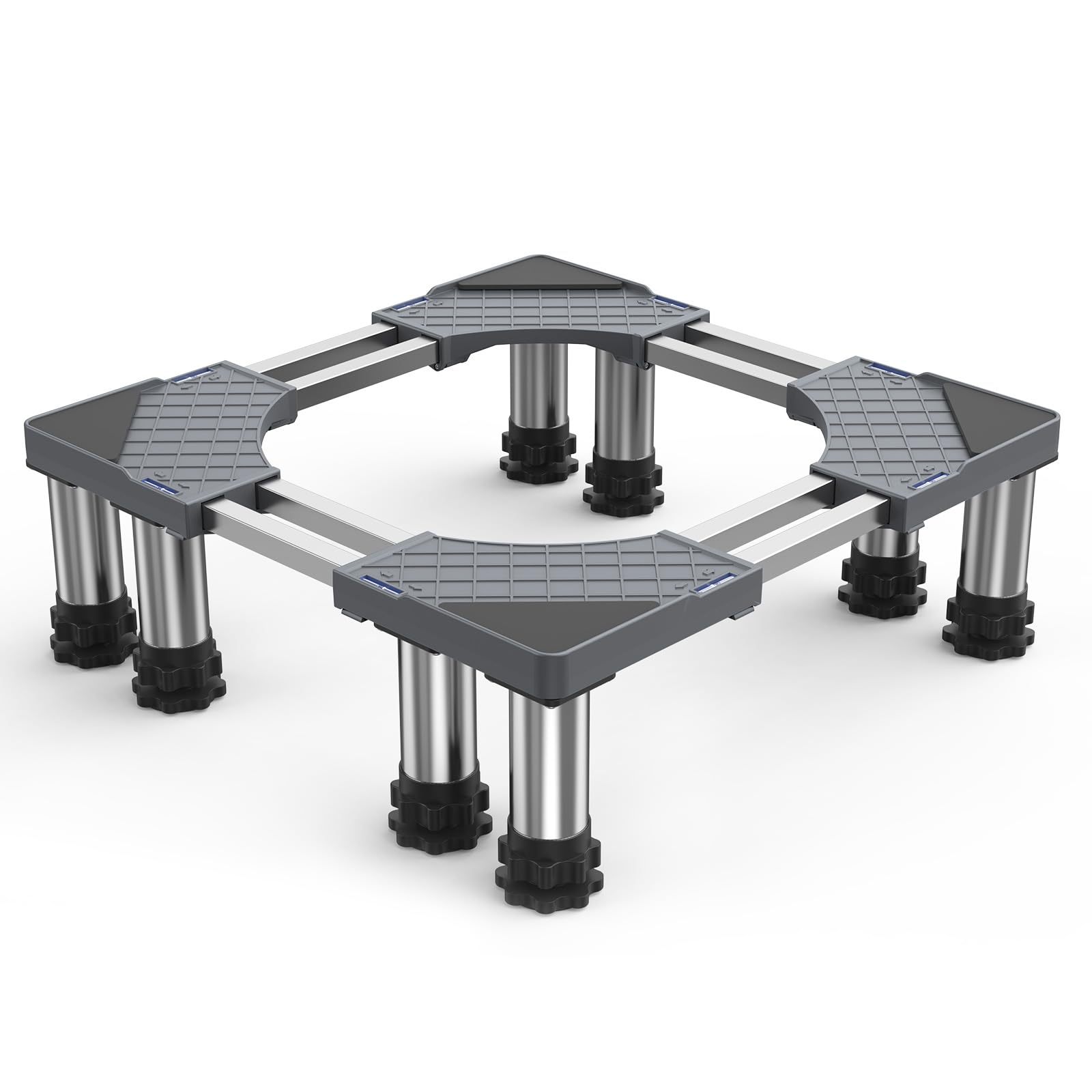 洗濯機 台 DEWEL 冷蔵庫置き台 8足口型鋼管8本式 かさ上げ 昇降可能 奥行/幅53.5～71cm 高度調節17.5~20.5cm 減