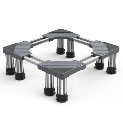 洗濯機 台 DEWEL 冷蔵庫置き台 8足口型鋼管8本式 かさ上げ 昇降可能 奥行/幅53.5～71cm 高度調節17.5~20.5cm 減音効果 太いジャッキ 防振パッド付き 3年保証