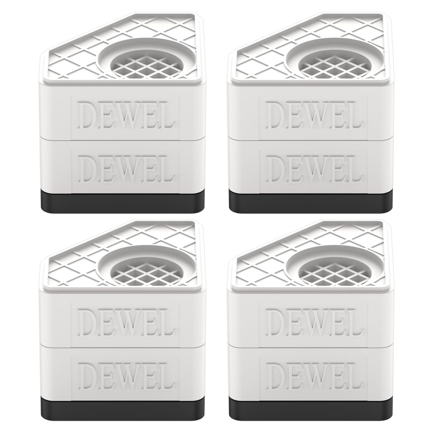 DEWEL かさ上げ台 防振ゴム 高さ調節 二層4個入り 耐荷重500kg 洗濯機置き台 大型家電対応 防振タイプ 振動騒音吸収 滑り止め 水たまり防止 安定性 耐久性 洗濯機 台 乾燥機 ソファー
