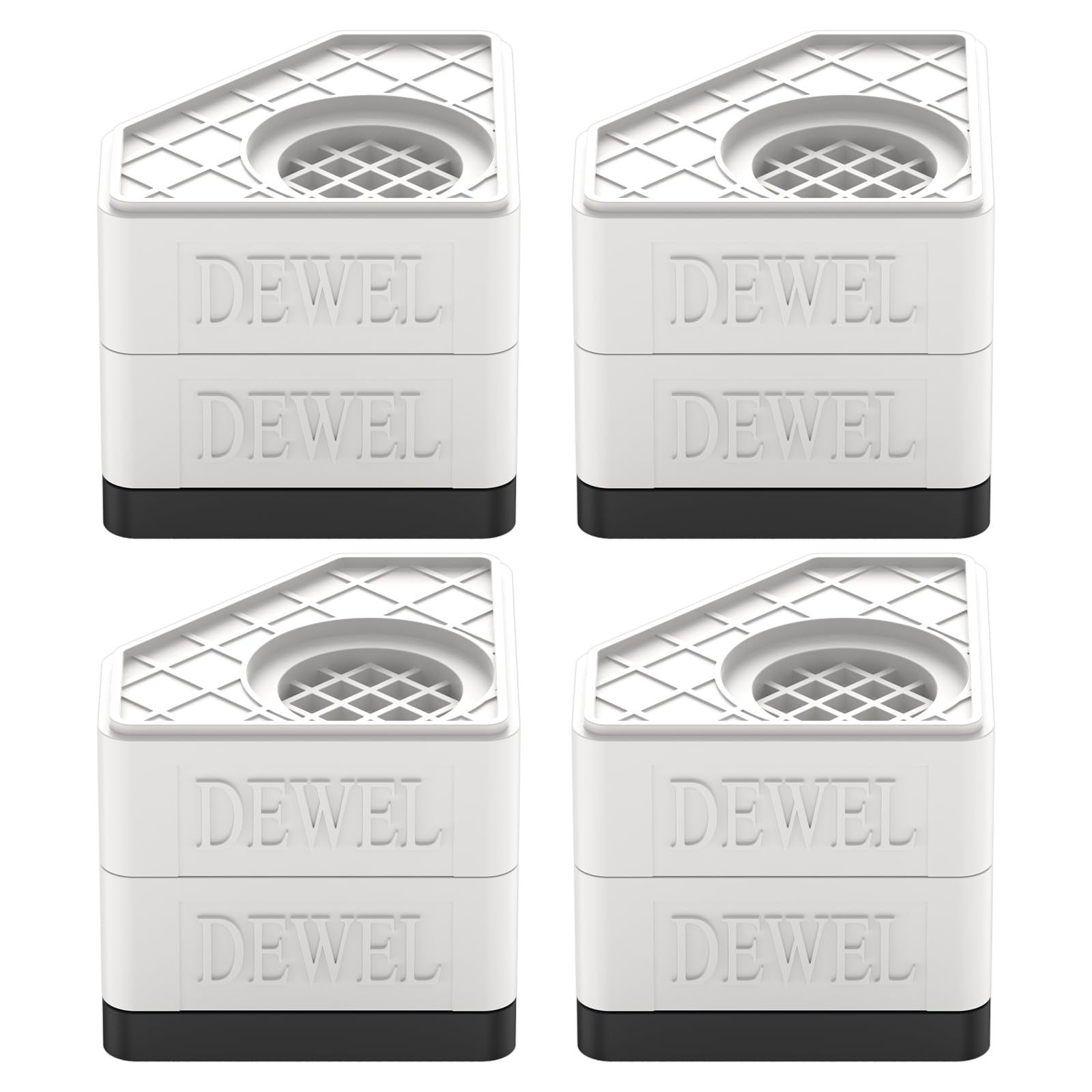 DEWEL かさ上げ台 防振ゴム 高さ調節 二層4個入り 耐荷重500kg 洗濯機置き台 大型家電対応 防振タイプ 振動騒音吸収 滑り止め 水たまり防止 安定性 耐久性 洗濯機 台 乾燥機 ソファー