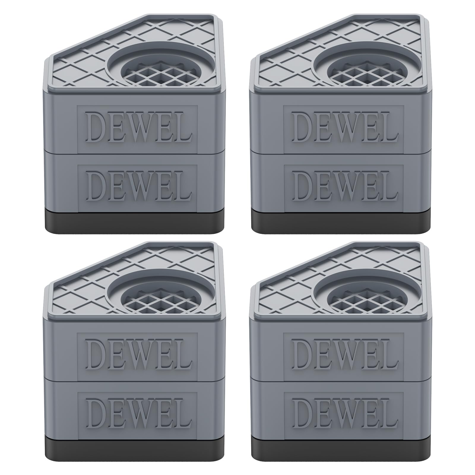 DEWEL かさ上げ台 防振ゴム 高さ調節 二層4個入り 耐荷重500kg 洗濯機置き台 大型家電対応 防振タイプ 振動騒音吸収 滑り止め 水たまり防止 安定性 耐久性 洗濯機 台 乾燥機 ソファー