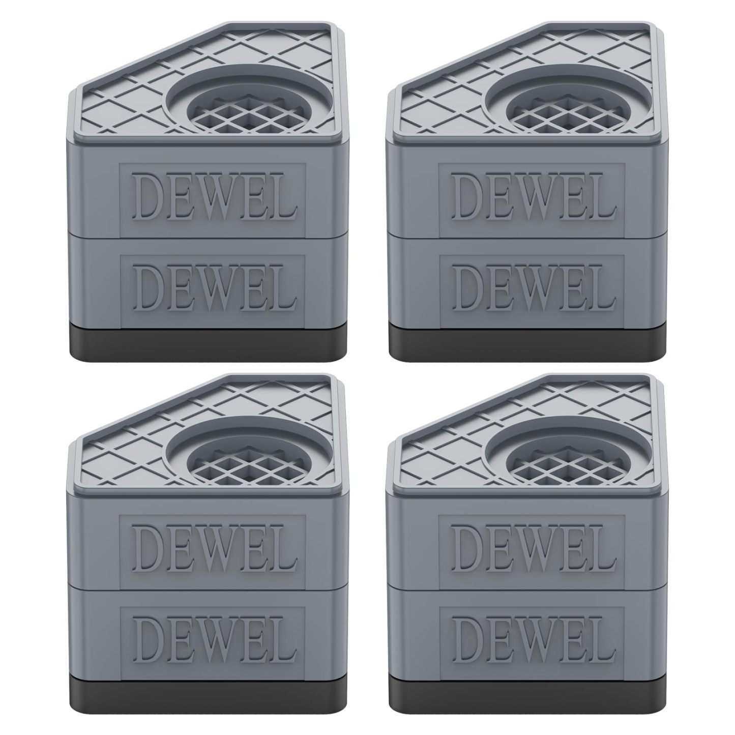 DEWEL かさ上げ台 防振ゴム 高さ調節 二層4個入り 耐荷重500kg 洗濯機置き台 大型家電対応 防振タイプ 振動騒音吸収 滑り止め 水たまり防止 安定性 耐久性 洗濯機 台 乾燥機 ソファー