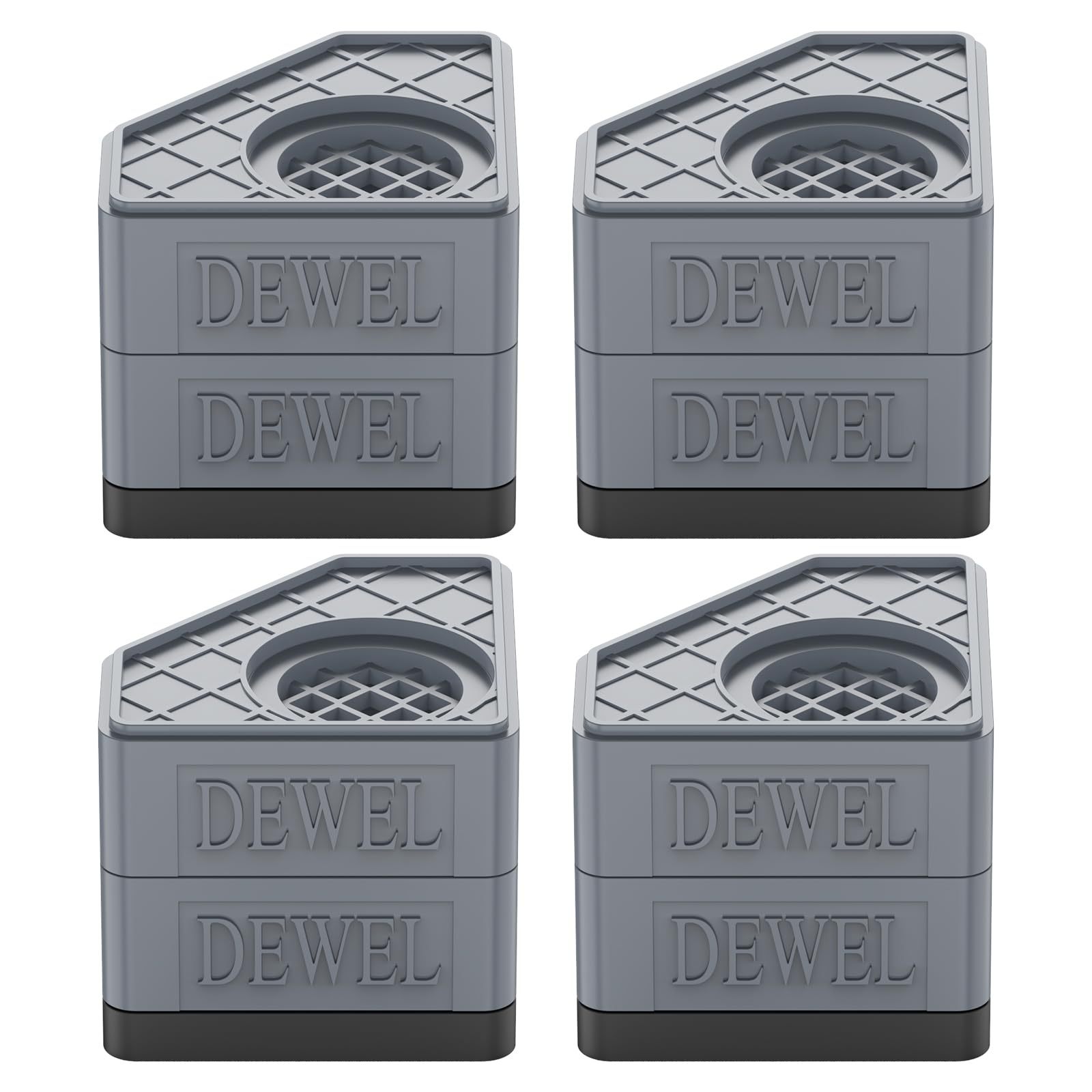 DEWEL かさ上げ台 防振ゴム 高さ調節 二層4個入り 耐荷重500kg 洗濯機置き台 大型家電対応 防振タイプ 振動騒音吸収 滑り止め 水たまり防止 安定性 耐久性 洗濯機 台 乾燥機 ソファー