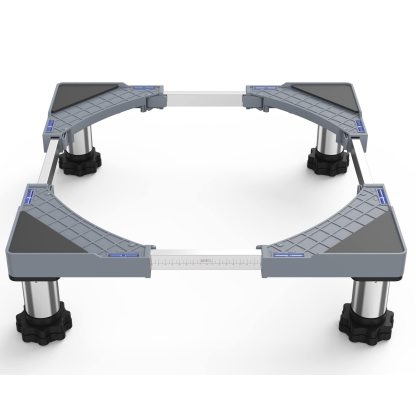 洗濯機 台 DEWEL 冷蔵庫置き台 13~17CM高度調節 増大増高ジャッキ付き 耐荷重約500kg かさ上げ 高さ調節 伸縮式 幅/奥行44.8～69cm 減音防振 昇降可能 4足 ステインレス製 防振パッド付き