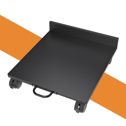 DEWEL プリンター台 CPUスタンド 移動可能 幅42×奥行46cm 耐荷重30kg 足元収納 PCスタンド キャスター付き台車 PCワゴン PC収納ボックス 収納カート PCカート プリンターカート PC デスクトップ スライド式 デスク下 取っ手付き