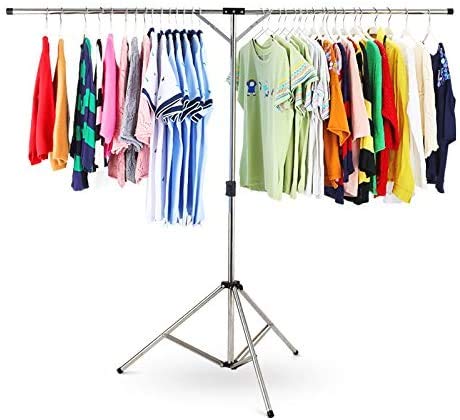 物干し ふとん干し DEWEL タオルハンガー 布団ハンガー 洗濯ハンガー 洗濯物干し 折り畳み 伸縮式 多機能 ベランダ 室内 屋外 省スペース 簡単組み立て 携帯 取り外し 125－185センチ コンソール型 ステンレス （165固定式）