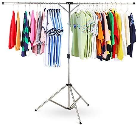 物干し ふとん干し DEWEL タオルハンガー 布団ハンガー 洗濯ハンガー 洗濯物干し 折り畳み 伸縮式 多機能 ベランダ 室内 屋外 省スペース 簡単組み立て 携帯 取り外し 125－185センチ コンソール型 ステンレス （165固定式）