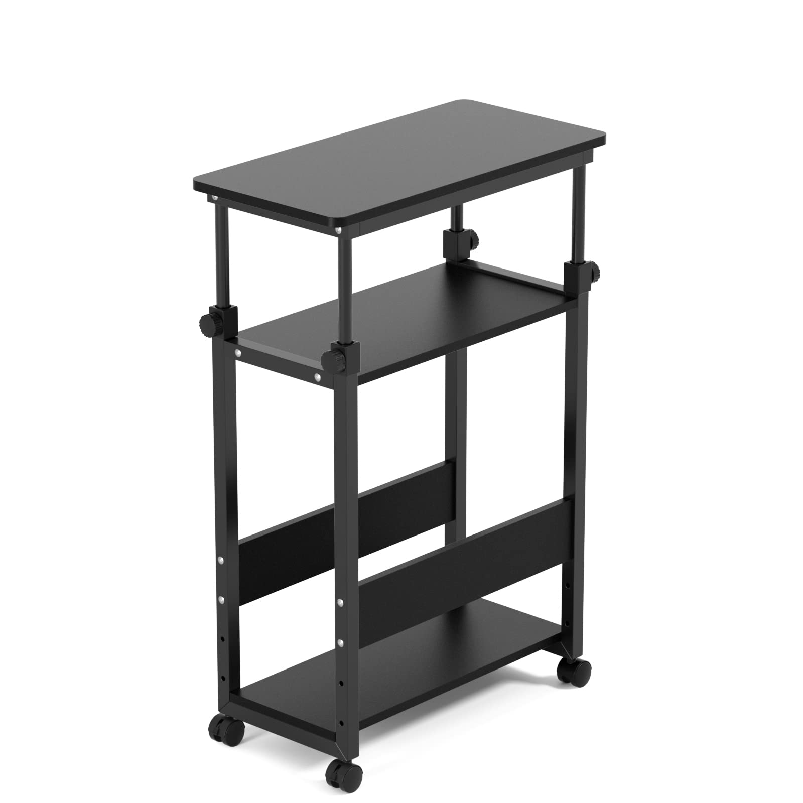 pcワゴン cpuワゴン パソコンワゴン 昇降式 キャスター付き 幅40cm 奥行き60cm 高さ74-94cm パソコンラック デスクトップpc ラック 収納 棚 可変式 3段 ブラック パソコン本体収納 A4ファイル対応