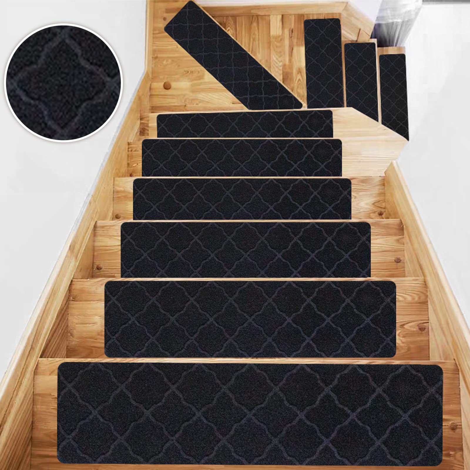 DEWEL 階段マット 階段用滑り止め タイルカーペット 厚み4.5mm 700*200 mm 防音マット 転倒防止 子供/高齢者/ペット安全対策に キズ防止 繰り返し使用可能 簡単取り付け 清潔しやすい ステップマット 足腰負担軽減 粘着剤なし
