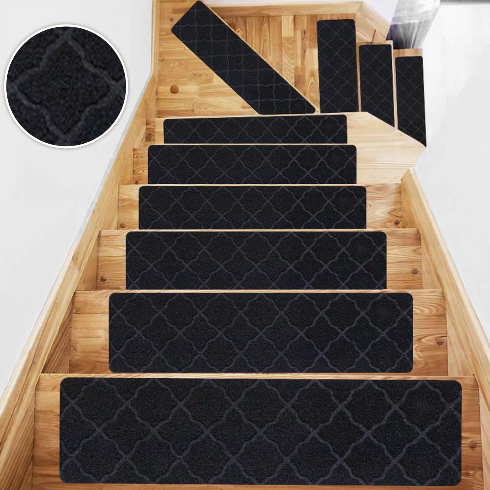 DEWEL 階段マット 階段用滑り止め タイルカーペット 厚み4.5mm 700*200 mm 防音マット 転倒防止 子供/高齢者/ペット安全対策に キズ防止 繰り返し使用可能 簡単取り付け 清潔しやすい ステップマット 足腰負担軽減 粘着剤なし