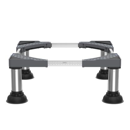 洗濯機 台 冷蔵庫置き台 17-22CM高度調節 DEWEL 大吸盤 増大増高ジャッキ付き 耐荷重約500kg かさ上げ台 高さ調節 伸縮式 幅/奥行44.8～69cm 減音防振 安定性が高い ステインレス製 防振パッド付き