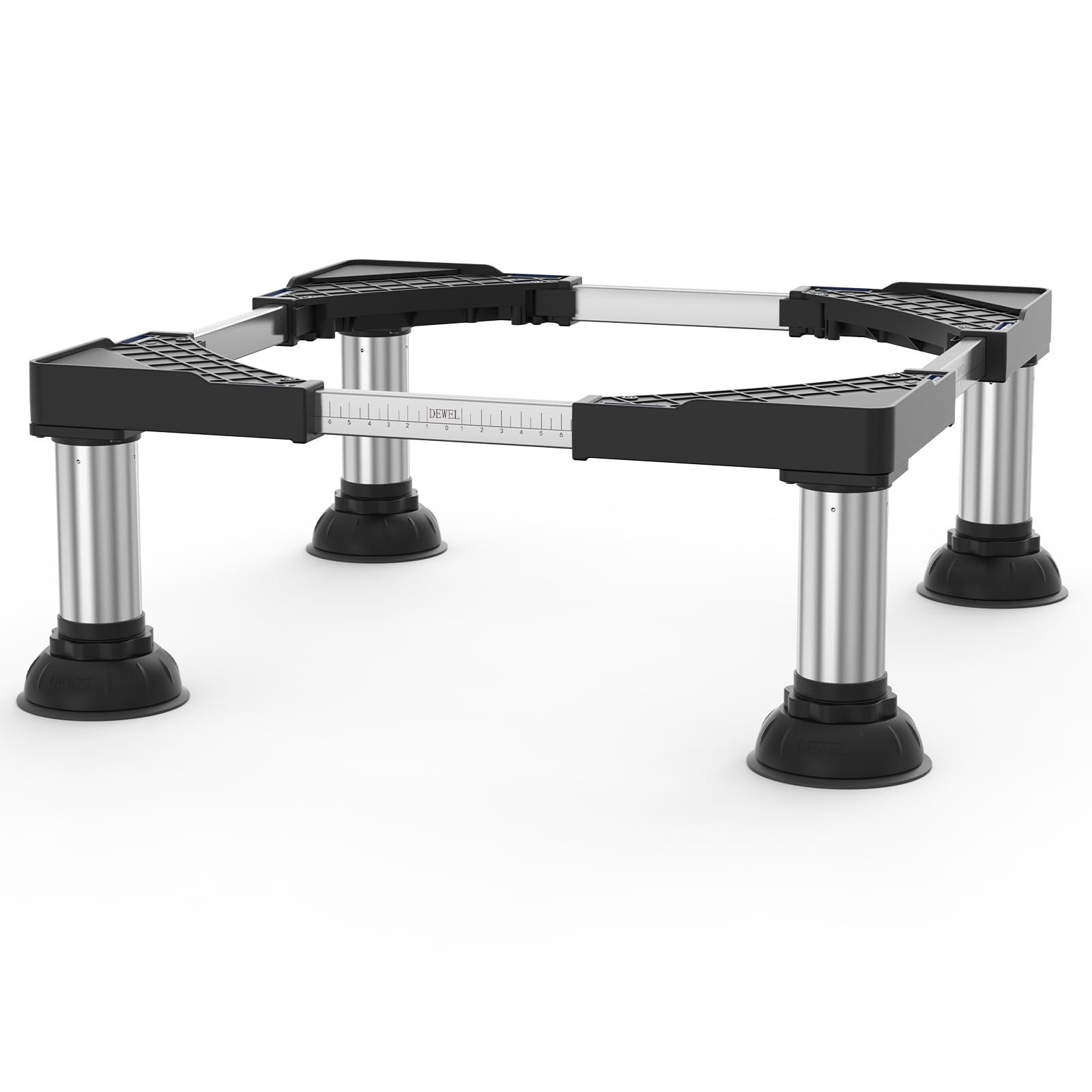 洗濯機 台 冷蔵庫置き台 17-22CM高度調節 DEWEL 大吸盤 増大増高ジャッキ付き 耐荷重約500kg かさ上げ台 高さ調節 伸縮式
