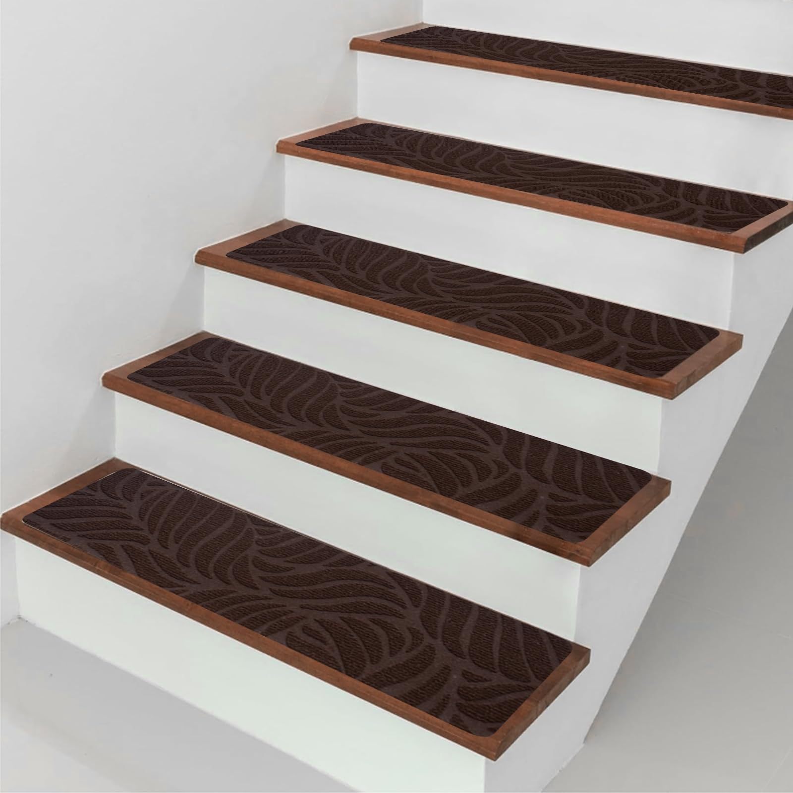 DEWEL 階段マット 階段カーペット 階段用滑り止め 厚み4.5mm 700*200 mm 15枚入り 吸着マット 転倒防止 子供/高齢者