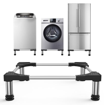 冷蔵庫 置き台 4足 超大サイズ 大きなサイズ対応 DEWEL かさ上げ台 伸縮式 高さ調整 縦型ドラム式洗濯機にも対応 騒音対策 異音振動軽減 防振パッド 3年保証