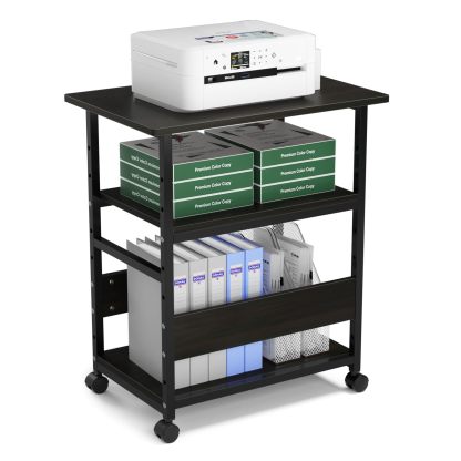 DEWEL プリンター台 プリンターラック 幅60×奥行40×高さ70cm キャスター付き 3段 中棚調整 総耐荷重60kg 木製 サイドワゴン プリンターワゴン 組み立て簡単