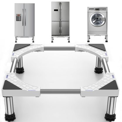 冷蔵庫 置き台 4足 超大サイズ 大きなサイズ対応 DEWEL かさ上げ台 伸縮式 高さ調整 縦型ドラム式洗濯機にも対応 騒音対策 異音振動軽減 防振パッド 3年保証