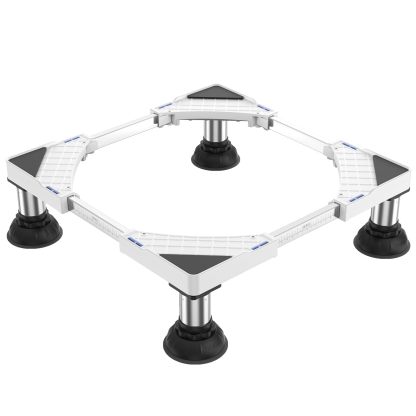 洗濯機 台 冷蔵庫置き 台 15-17CM高度調節 DEWEL 増大増高ジャッキ付き 大吸盤 耐荷重約500kg かさ上げ台 高さ調節 伸縮式 幅/奥行44.5~70cm 減音防振 安定性が高い ステインレス製 防振パッド付き